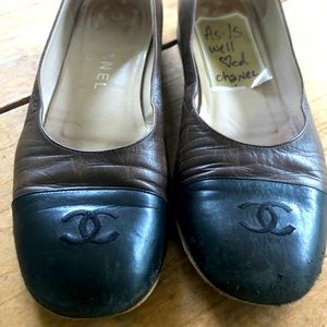 Canel flats with iconic CC logo sz 37.5 blk/brown